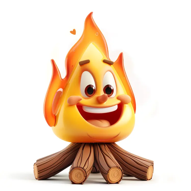 Happy Campfire Emoji Cartoon