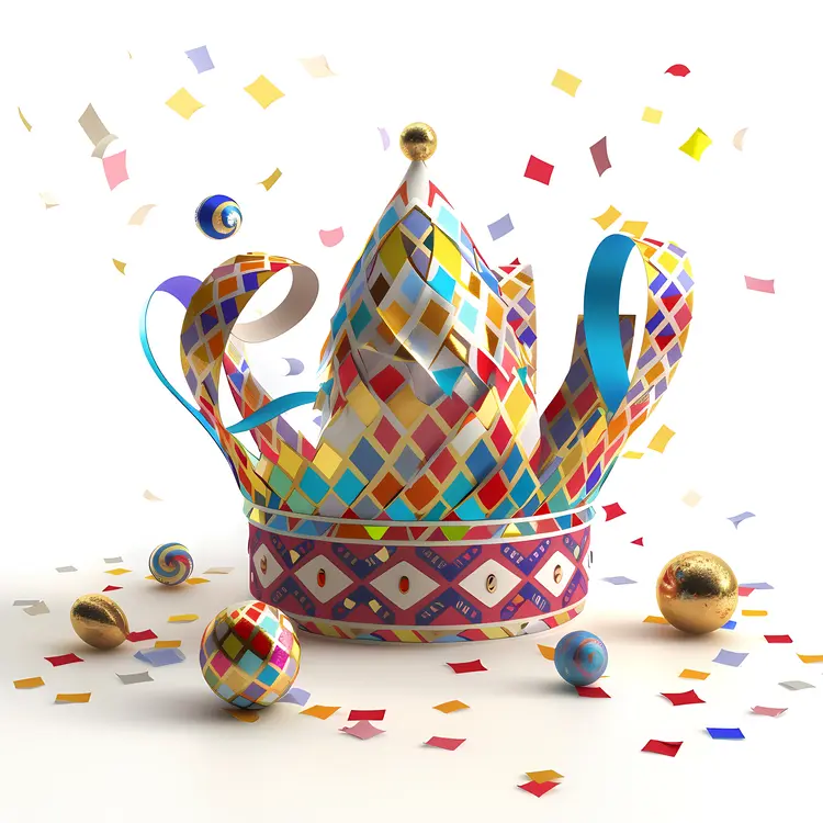 Colorful Jester Hat with Confetti