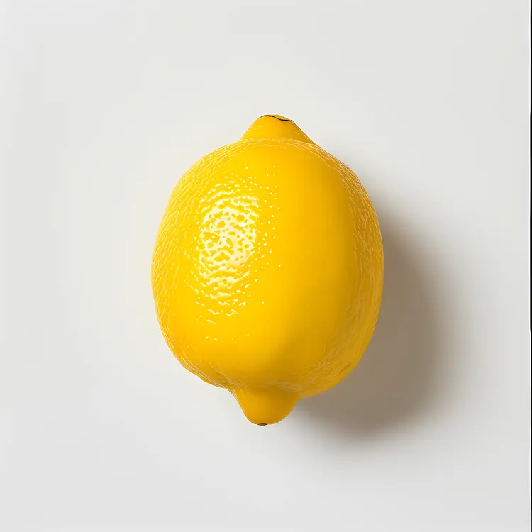Single Yellow Lemon on White Background