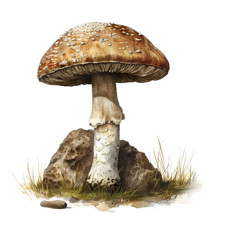Single Mushroom by Rock