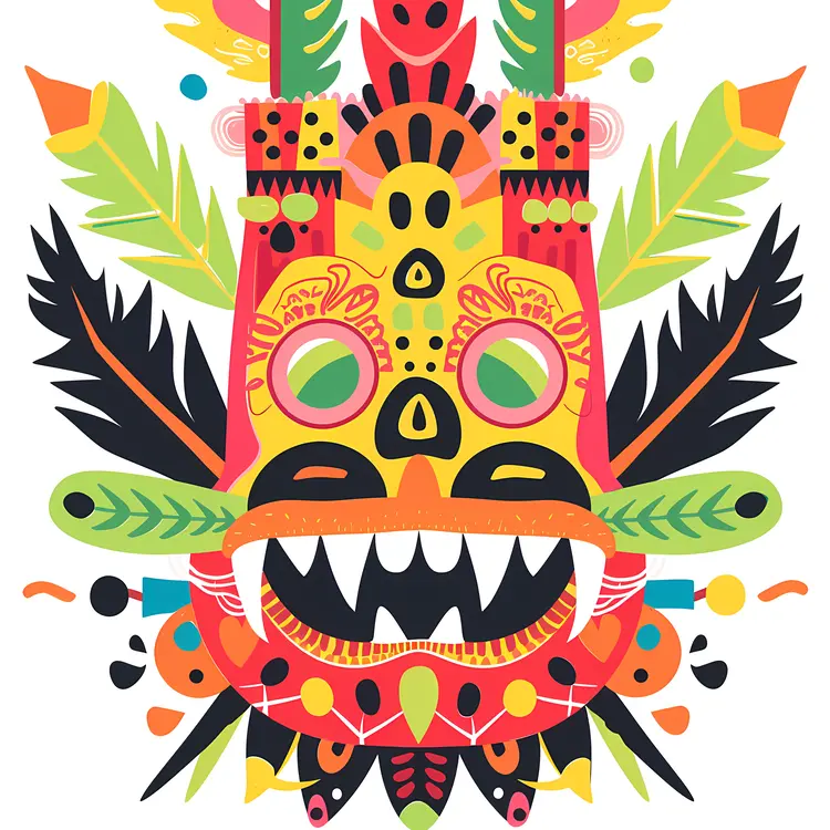 Colorful Tribal Mask Illustration