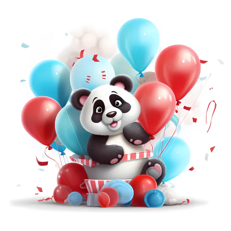 Adorable Panda with Balloons