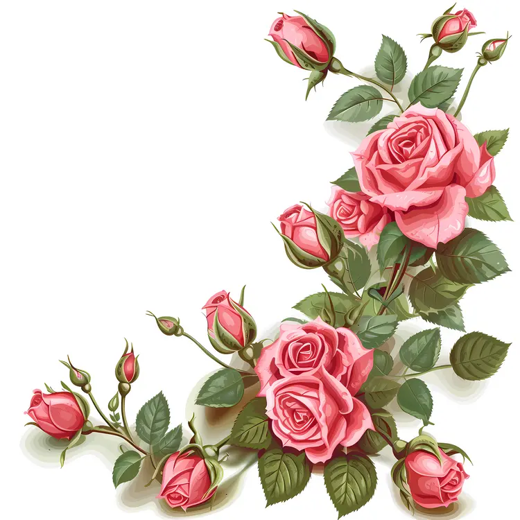 Beautiful Pink Roses with Buds