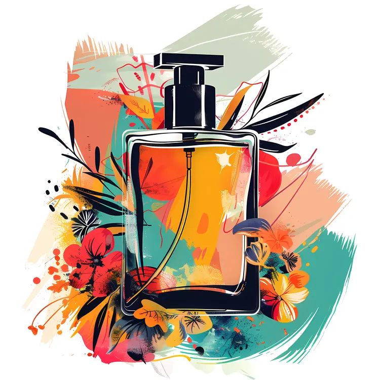 Colorful Perfume Bottle with Floral Design