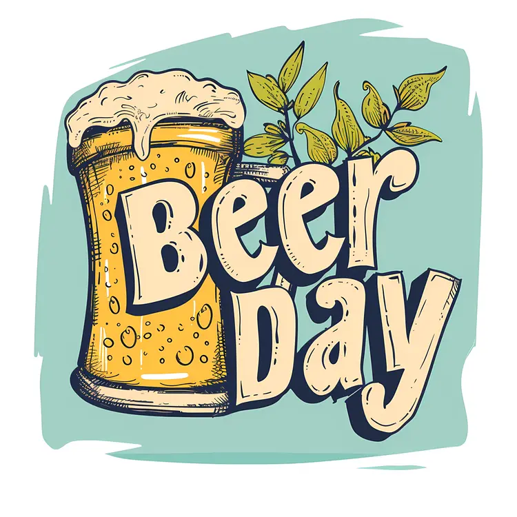 Beer Day Poster with Green Leaves