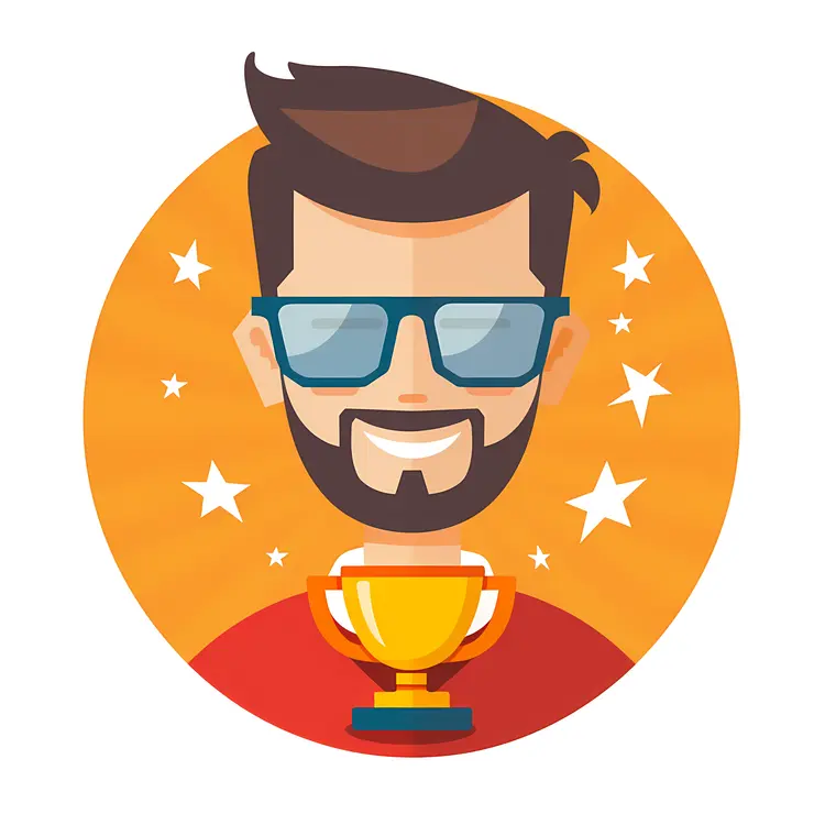 Man with Trophy and Stars