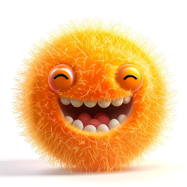 Smiling Fuzzy Orange Ball Cartoon Illustration