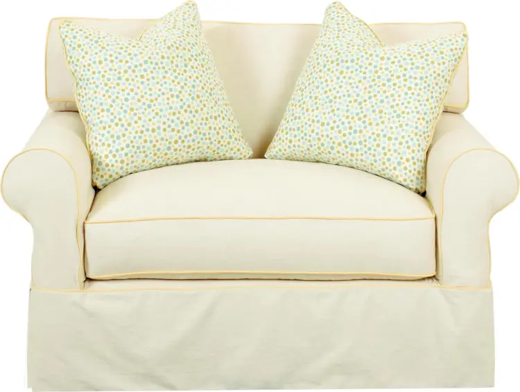 Cream Armchair with Cushions and Skirted Base