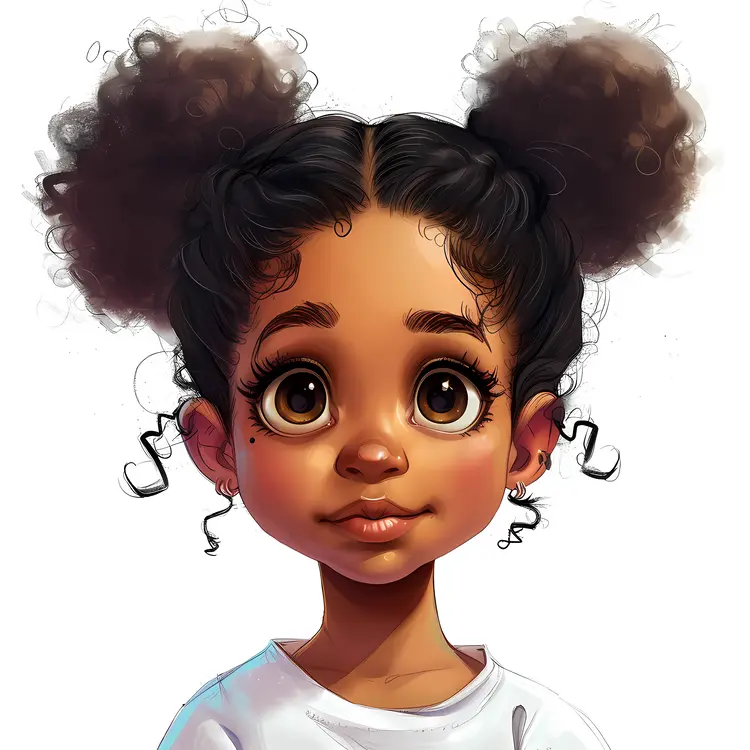 Adorable Little Girl with Pigtails and White Shirt
