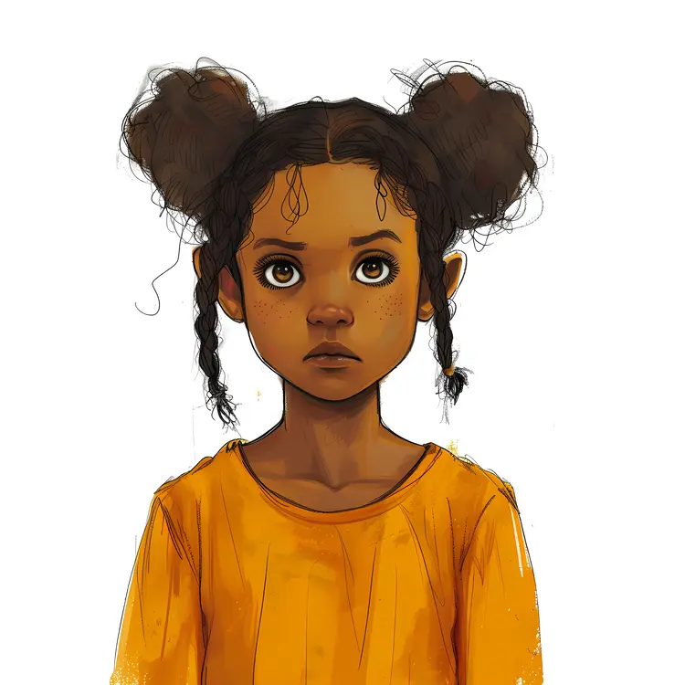 Cute Girl in Yellow Dress Illustration