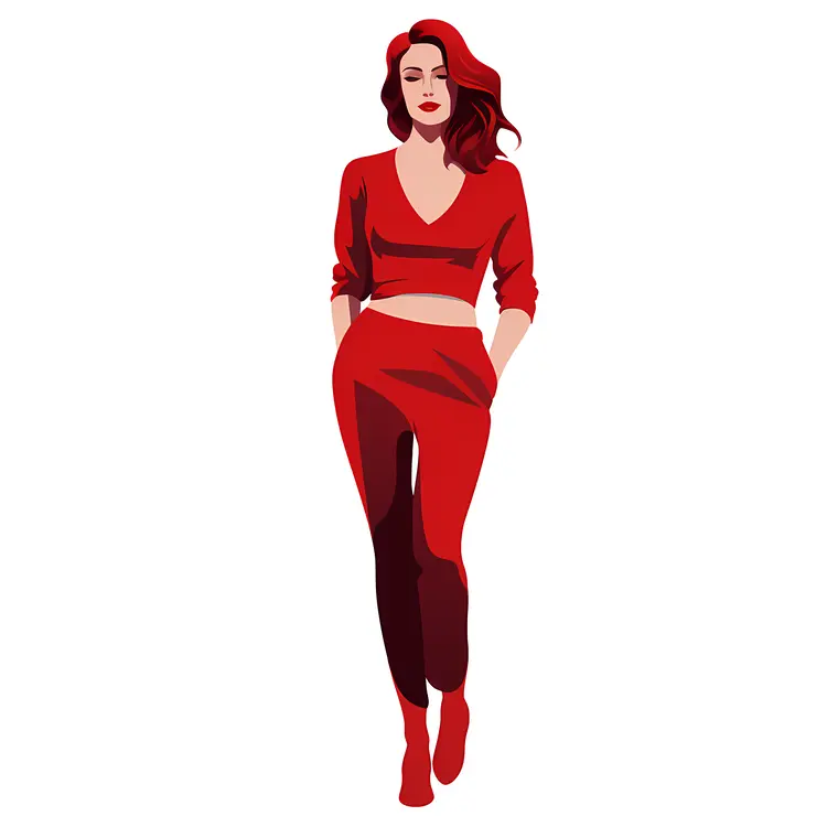 Stylish Woman in Red Outfit