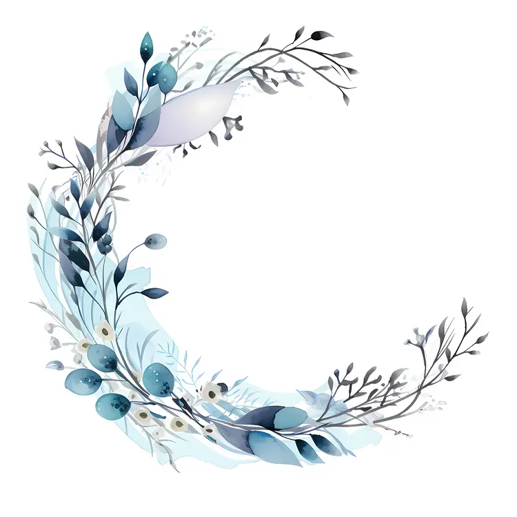 Blue Floral Crescent