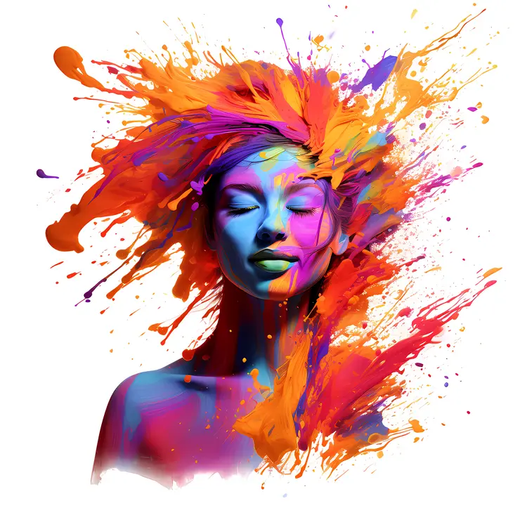 Colorful Woman with Paint Splash