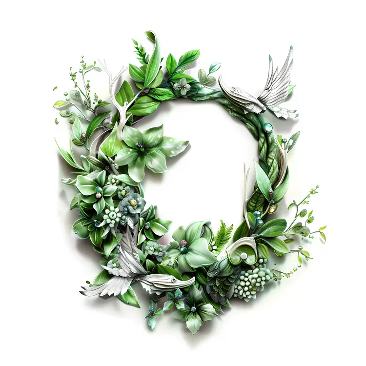 Beautiful Floral Wreath with Birds