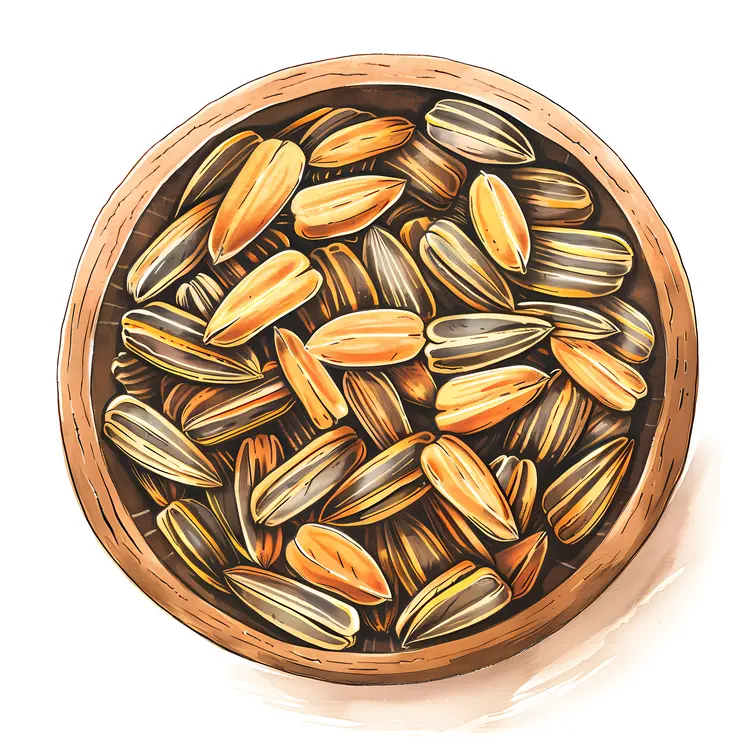 Wooden Bowl of Sunflower Seeds