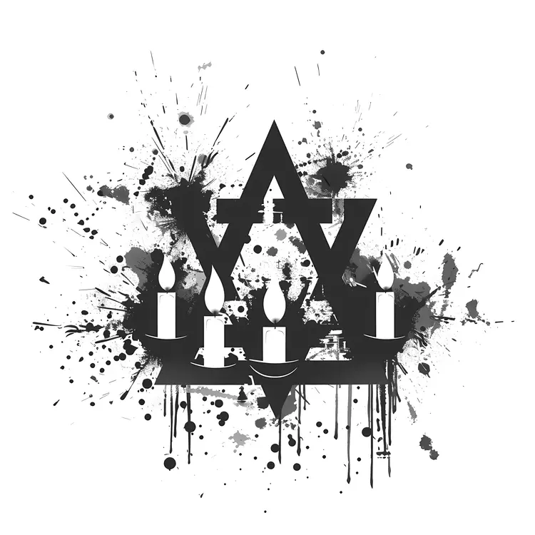 Star of David with Candles and Splatter Effect