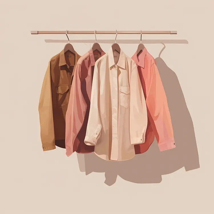 Casual Shirts Neatly Hung