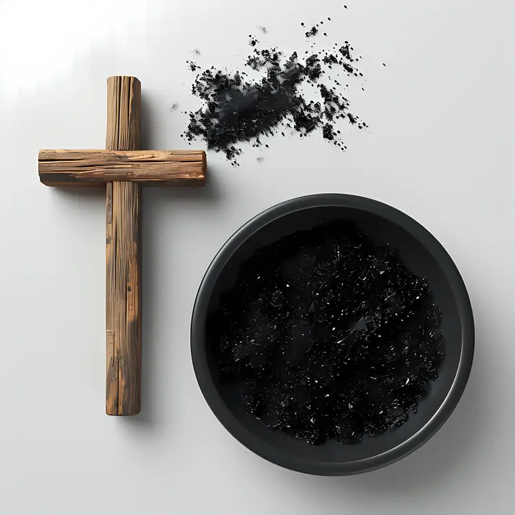 Ashes and Cross in a Bowl with Smoke