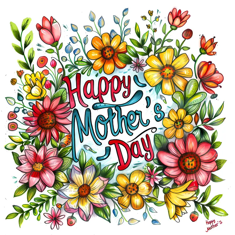 Happy Mother's Day with Colorful Flowers