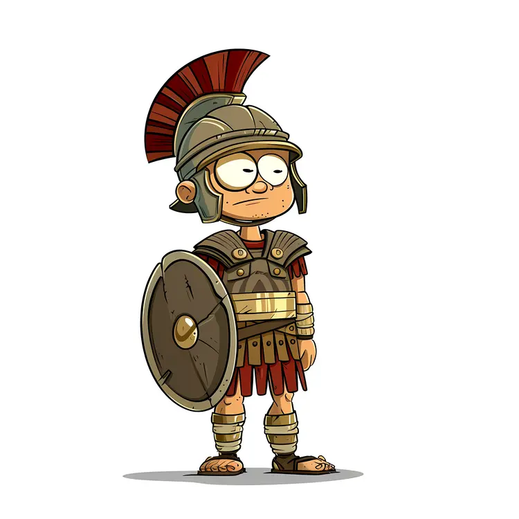 Cartoon Roman Soldier with Shield