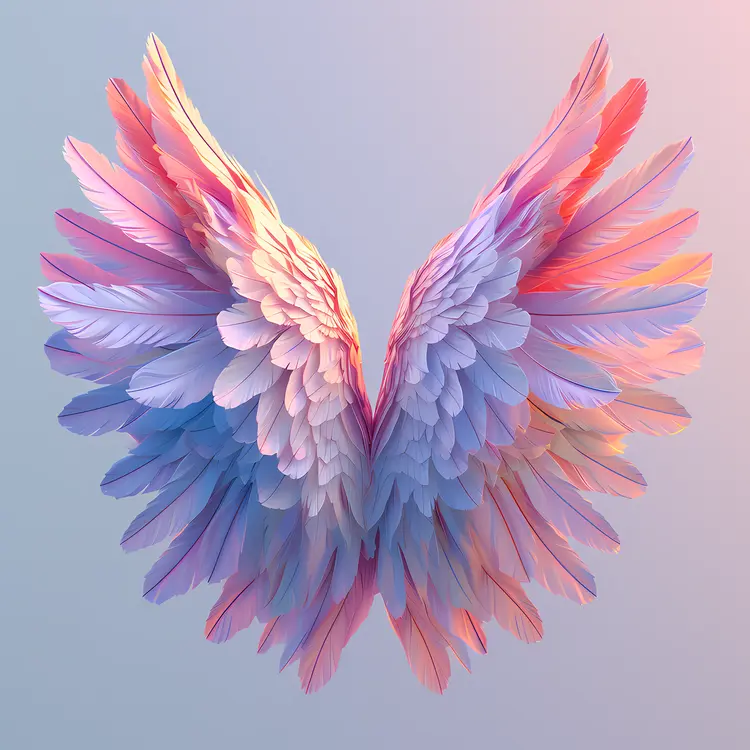 Colorful Pastel Wings with Feathers
