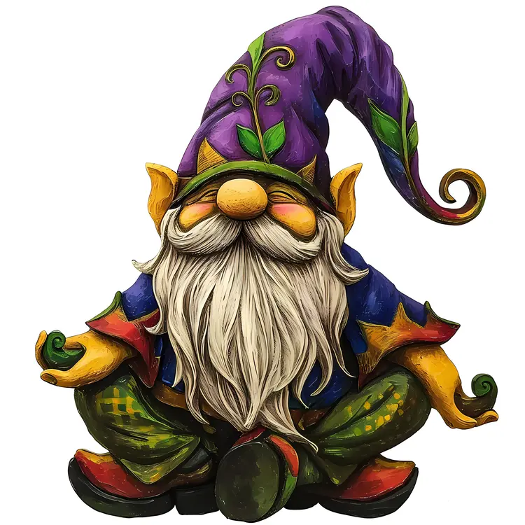 Meditating Gnome with Purple Hat