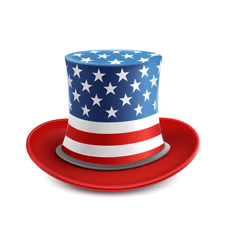 Patriotic Top Hat with Stars and Stripes