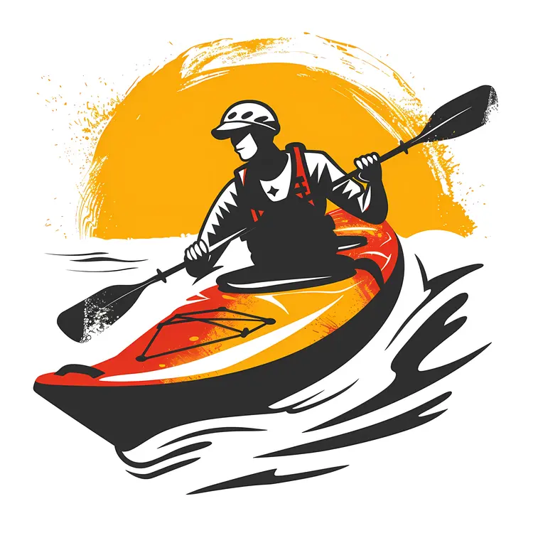 Kayaker Paddling in Rough Water