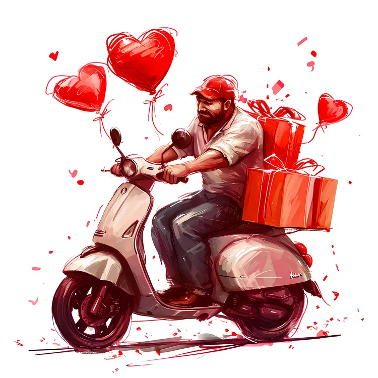 Man on Scooter Delivering Love