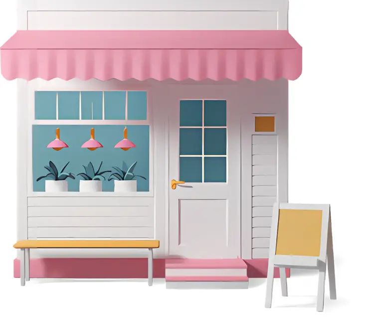 Cute Shopfront with Pink Awning
