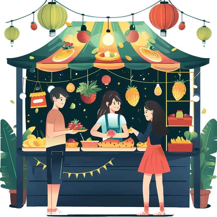 People Buying Fruits at a Market Stall