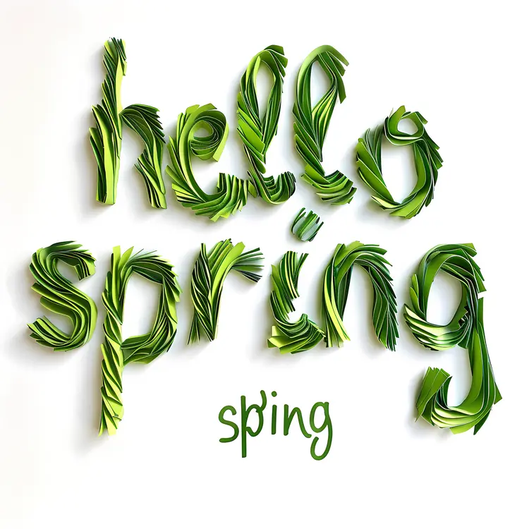 Hello Spring with Green Leaves