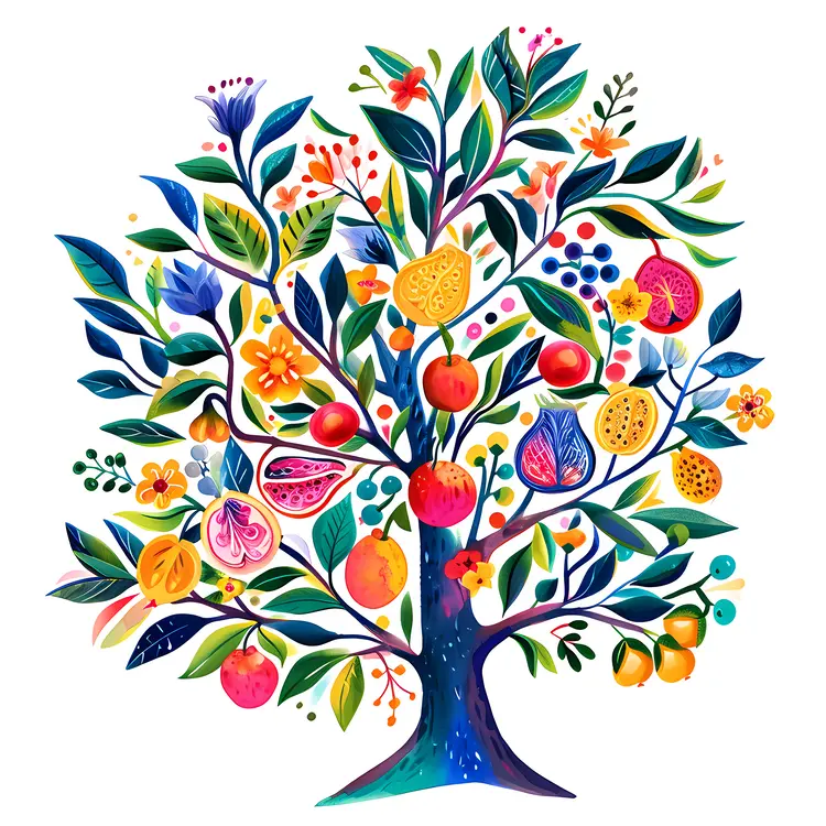 Colorful Fruit Tree Illustration