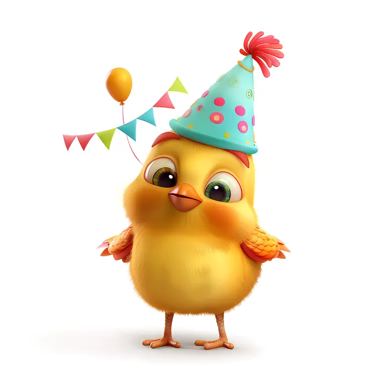 Cute Chick with Party Hat