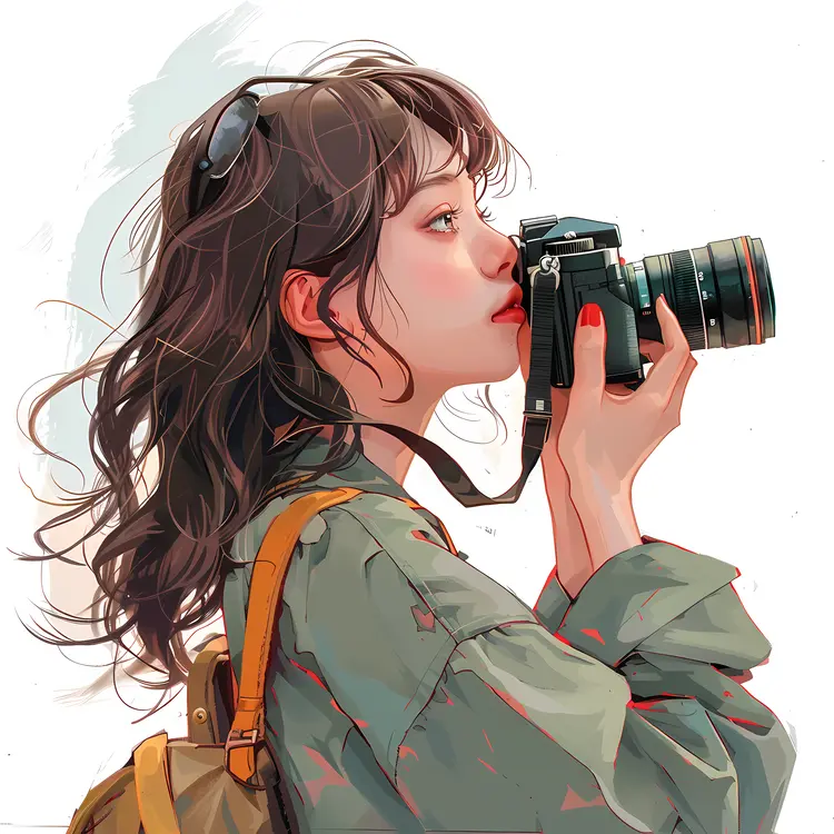 Woman with Camera in Green Jacket