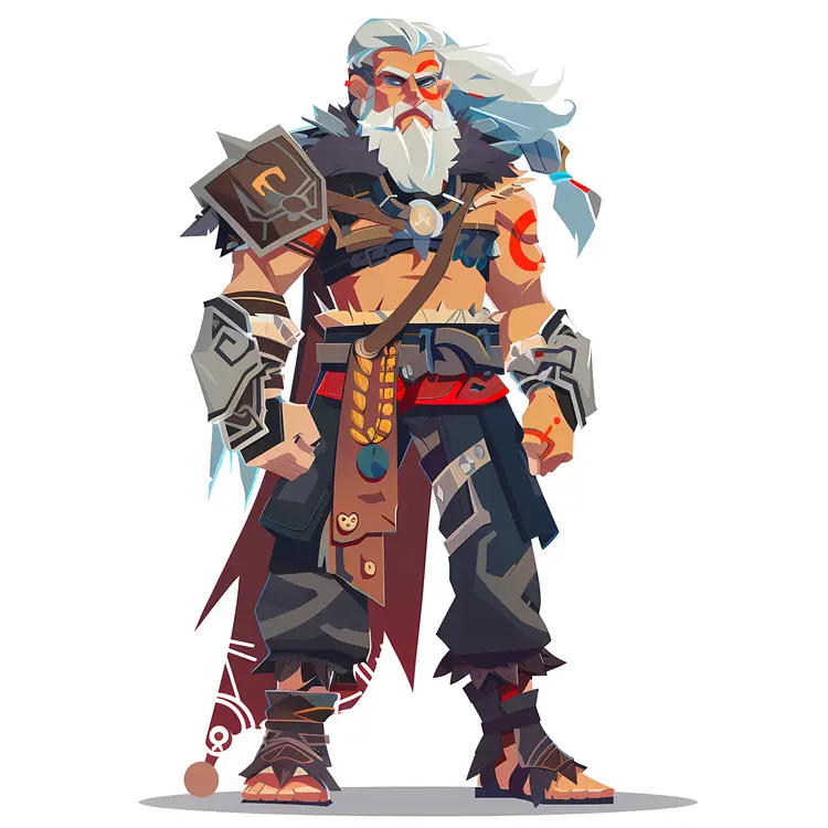 Cartoon Warrior with Armor and Beard
