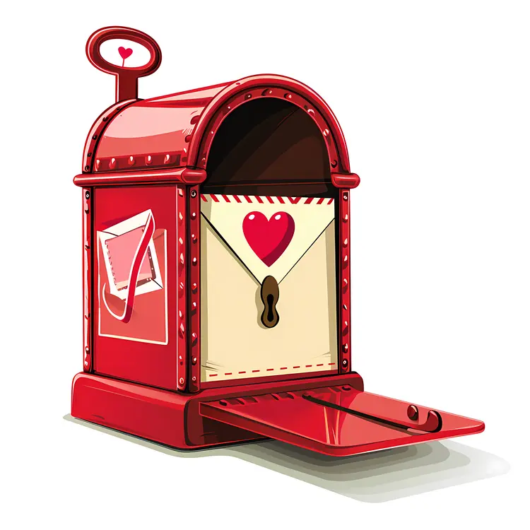 Red Mailbox with Heart for Valentine's Day