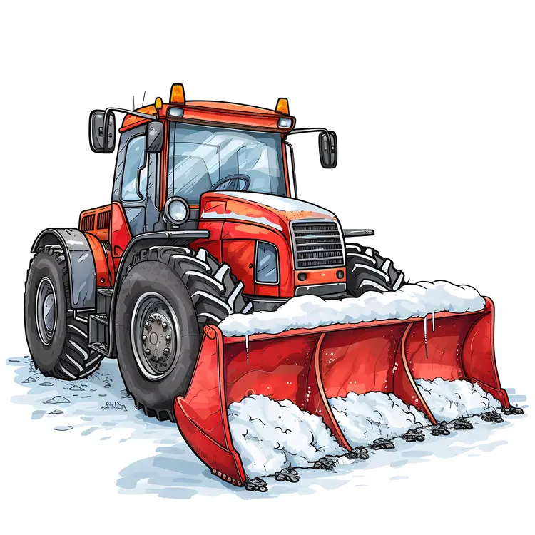 Red Snow Plow in Action