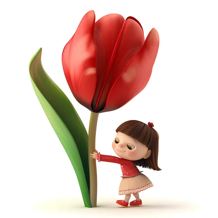 Cute Girl with Giant Tulip