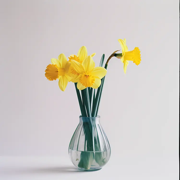 Yellow Daffodils in a Clear Vase