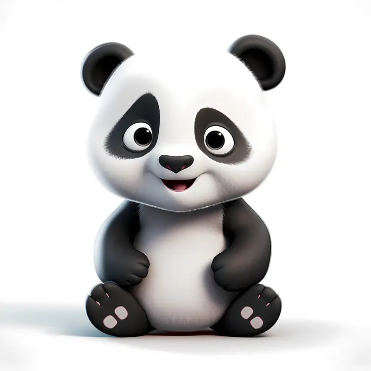 Adorable Sitting Panda Cartoon