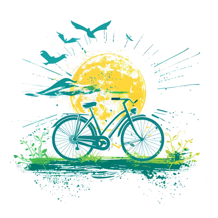 Bicycle with Sun and Birds