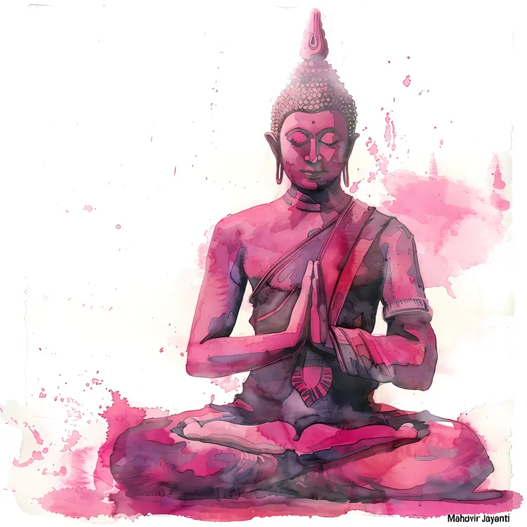 Watercolor Meditating Figure for Mahavir Jayanti