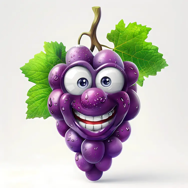 Happy Purple Grape Cartoon