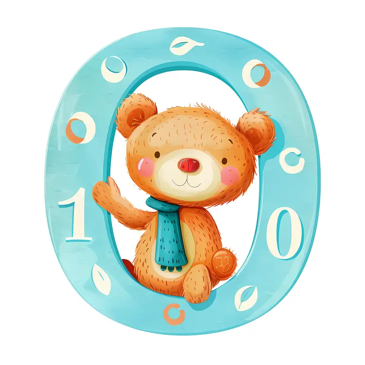 Cute Bear in Letter O Illustration