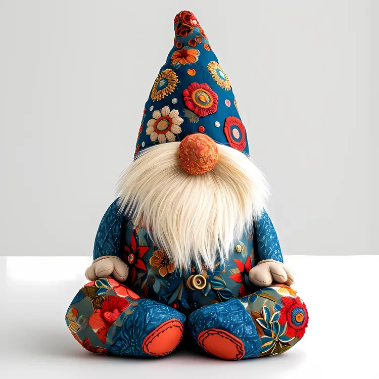 Floral Gnome with Blue Hat
