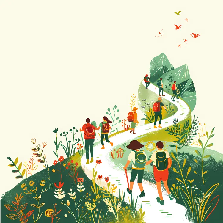 Group of Hikers on a Trail