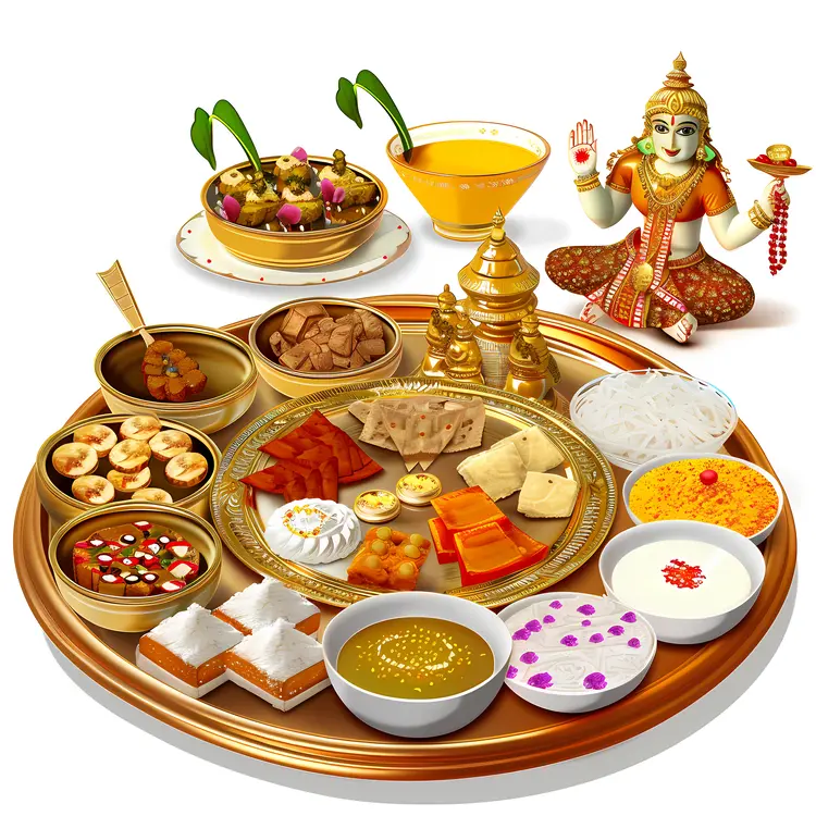 Traditional Indian Food Platter with Various Dishes