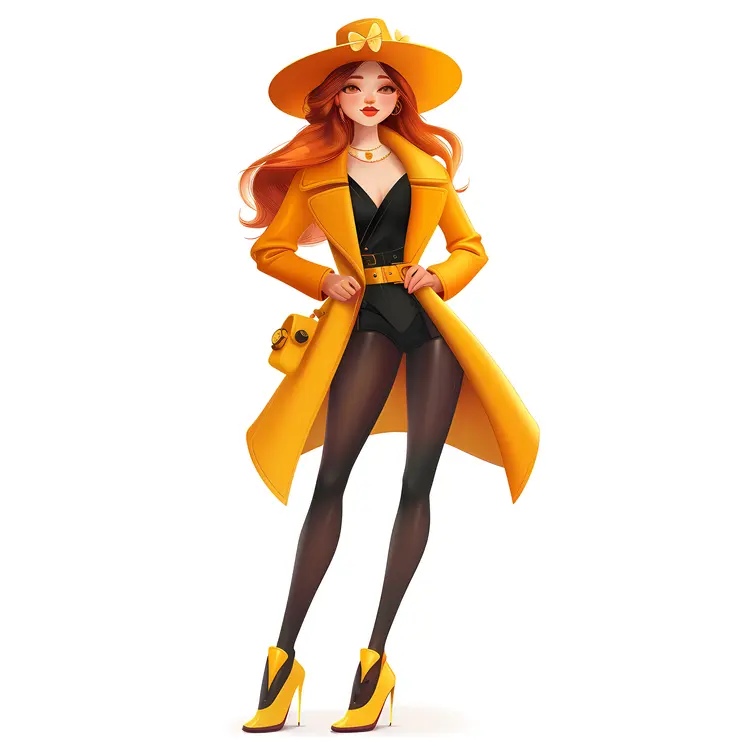 Stylish Woman in Yellow Outfit
