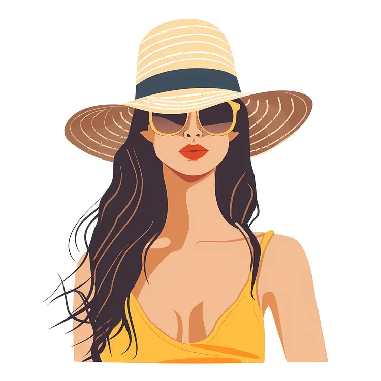 Stylish Woman in Hat and Sunglasses